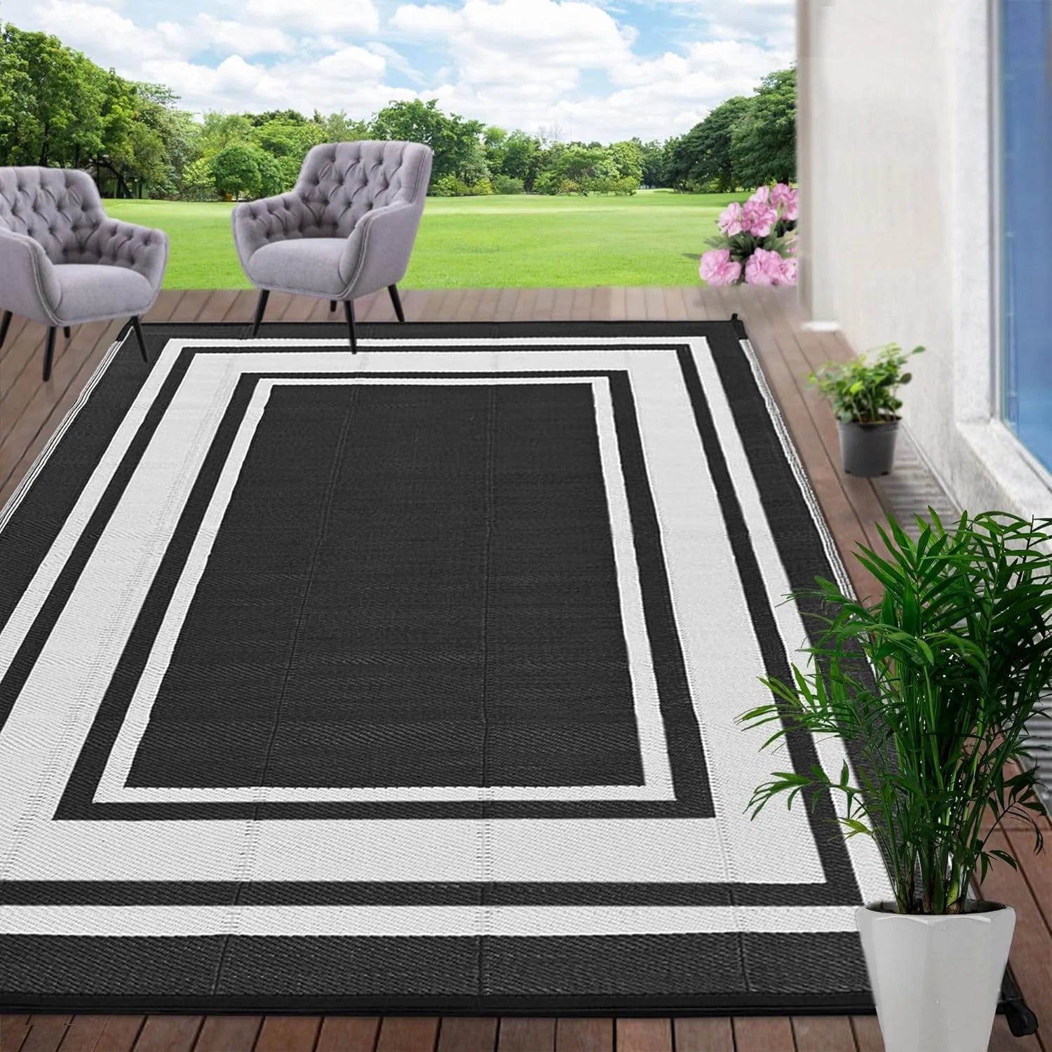 RURALITY Outdoor Rugs 8"x10" Waterproof for Patios Clearance, Plastic Straw Mats for RV bifanuoyard - Image 14
