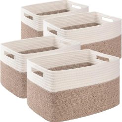 4 Pack Storage Baskets for Organizing, Woven Baskets for Shelves, Perfect for Toys, Books, Towels, and Clothes bifanuoyard