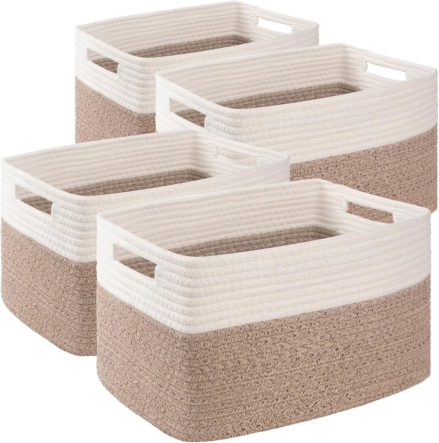 4 Pack Storage Baskets for Organizing, Woven Baskets for Shelves, Perfect for Toys, Books, Towels, and Clothes bifanuoyard