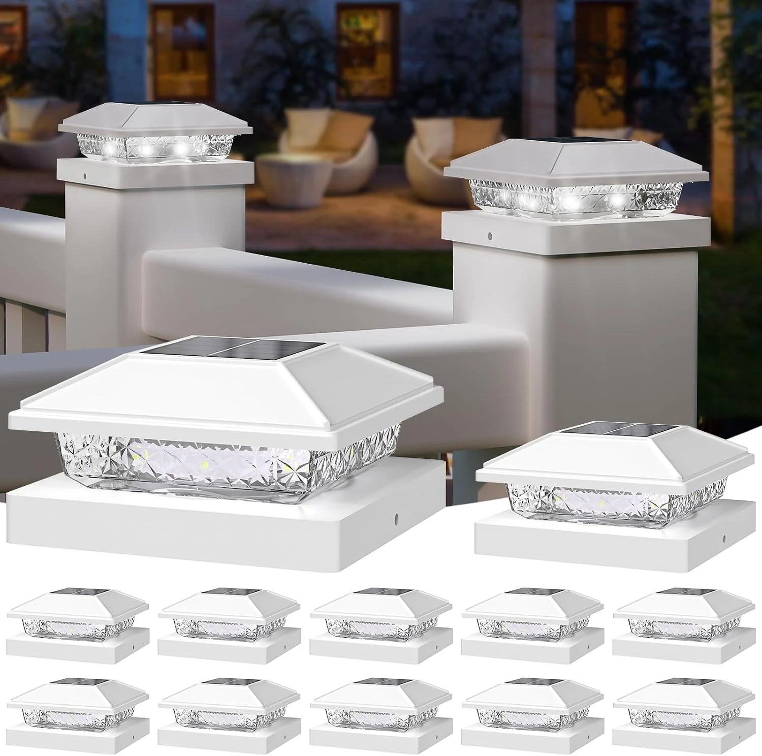 New Arrivals Solar Post Cap Lights, 4x4 Post Solar Light Cool White, White 12 Pack " For Home Projects - Image 10