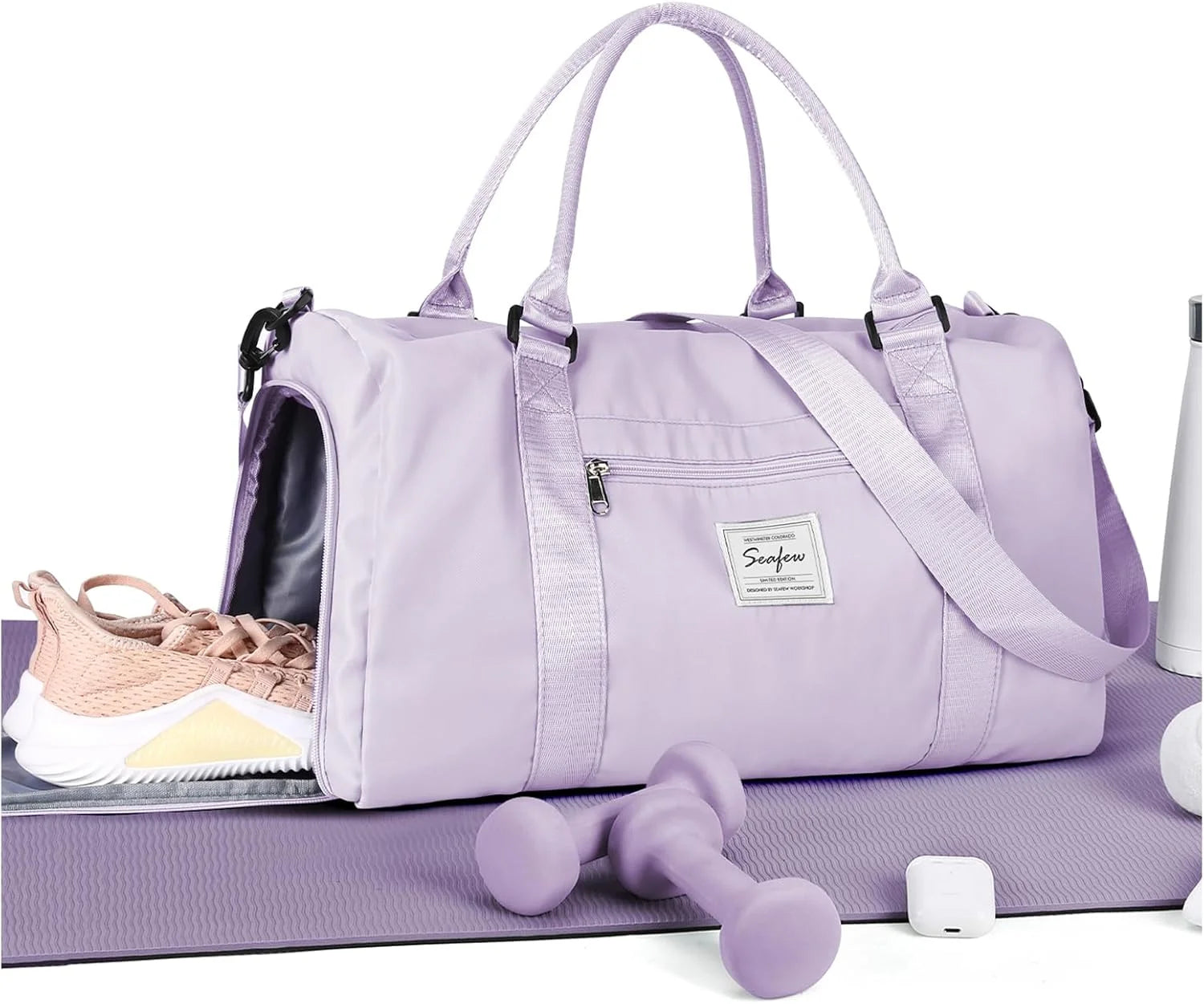 Bag Womens Mens with Shoes Compartment and Wet Pocket Travel Duffel Bag for Women for Plane Sport Gym Tote Bags Swimming Yoga - Image 9