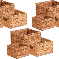 Storage Baskets –Water Hyacinth Woven Basket, Decorative Baskets for Shelves, Basket for Gifts, Closet, Pantry bifanuoyard