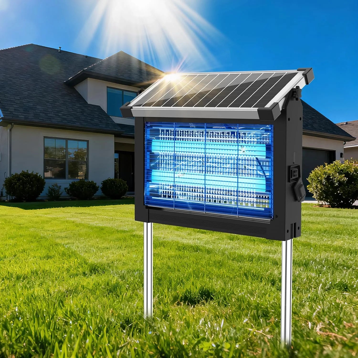 New Arrivals Solar Bug Zapper Outdoor, 4500V Mosquito Zapper Fly Trap for Patio, 10W Solar Panel, IPX5 Waterproof - Image 6