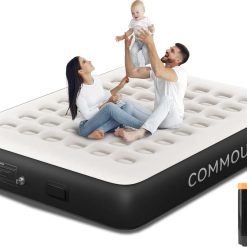 COMMOUDS Queen Air Mattress with 2000mAh Battery Powered Pump, 18 Raised Inflatable Mattress, Portable Blow up Mattress bifanuoyard
