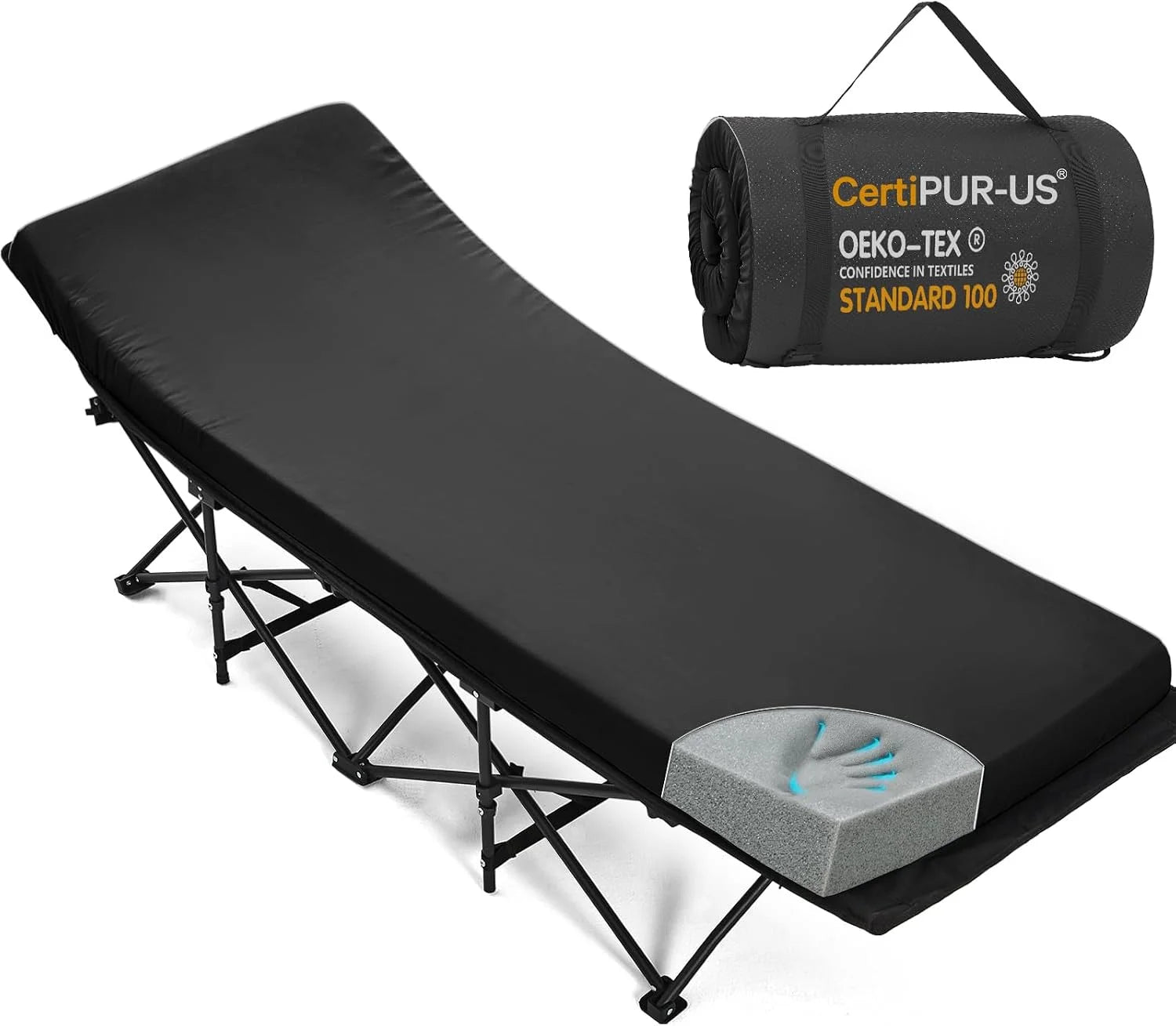CYMULA Camping Cot Pad 2 Inch Memory Foam, Camping Pad for Folding Cot and Foldable Cot, Portable Roll Up Camp Gear for bifanuoyard - Image 5