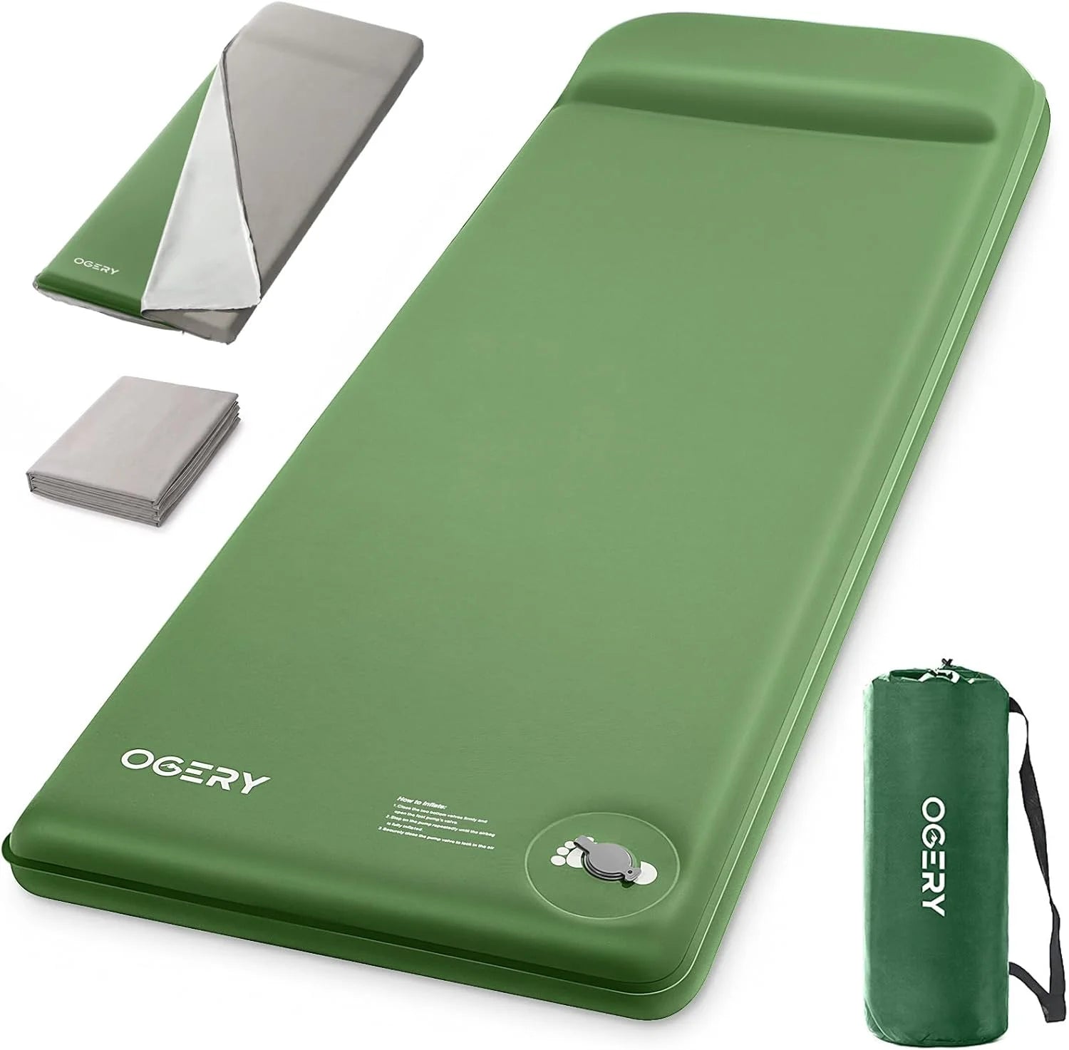 New Arrivals Self-Inflating Sleeping Pad with Built-in Foot Pump, 3 Memory Camping Mattress Pad, Quiet & 9.5 R-Value Insulated