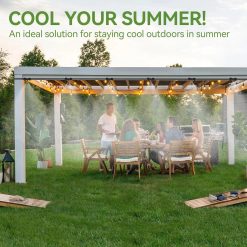 New Arrivals Misters for Outside Patio, Outdoor Misting Cooling System with 28 Brass Nozzles & 2 Water Filters