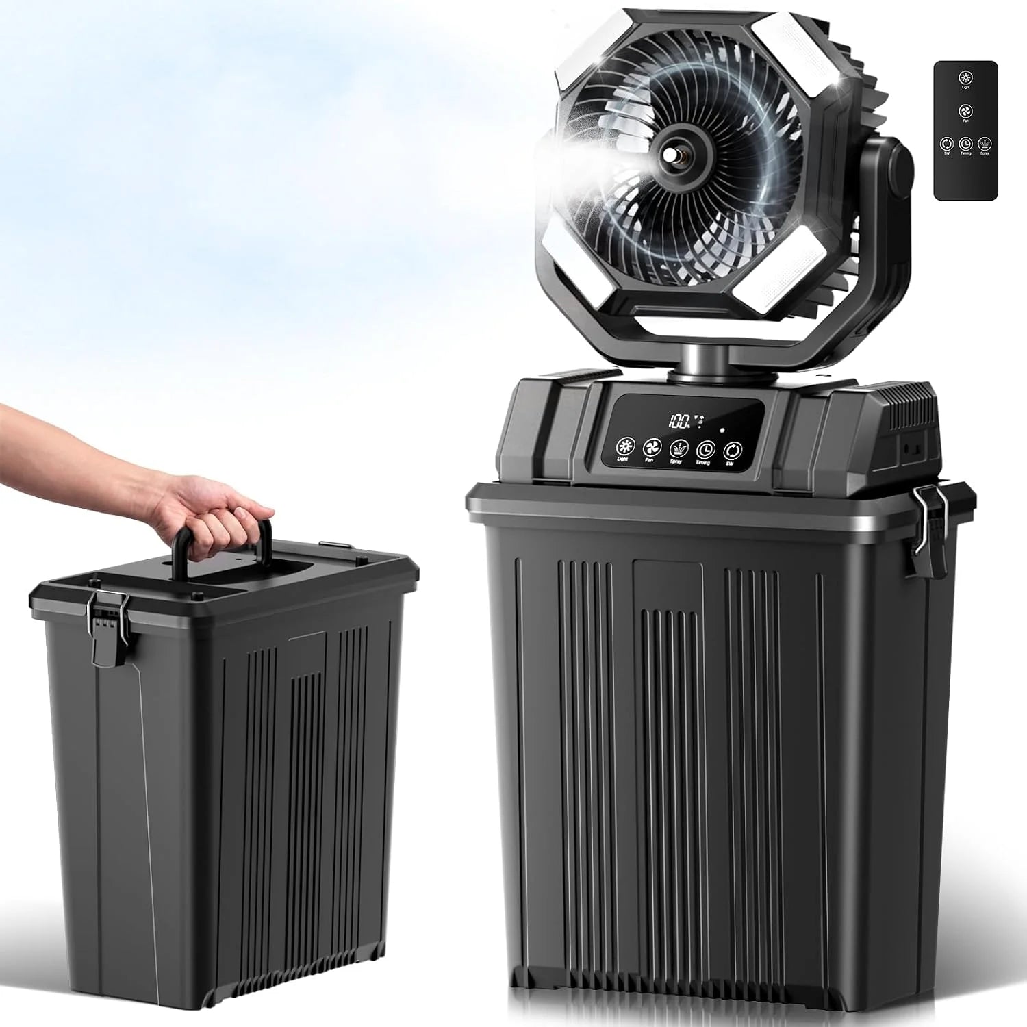 Etholzon 40000mAh Misting Fans for Outside, 15L Large Tank Portable Misting Fan, Wide 270° Coverage for Camping Patio bifanuoyard - Image 2