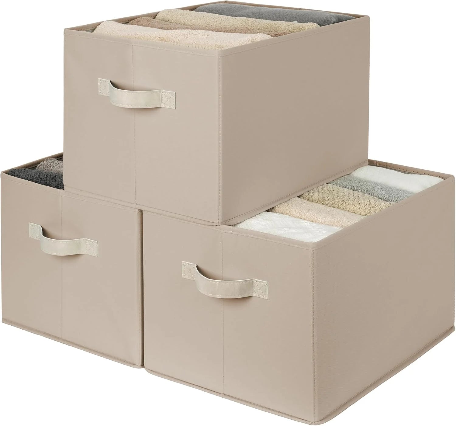 StorageWorks Fabric Storage Bins with Rope Handles, Beige, Extra Large, Collapsible Closet Storage Bins, Closet bifanuoyard - Image 20
