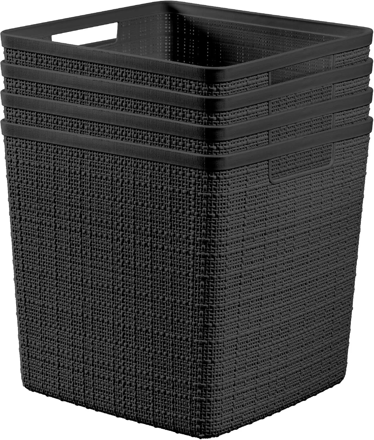 Curver Set of 4 Large Cube 17L Jute Decorative Plastic Organization and Storage Baskets, Perfect Bins for Home bifanuoyard - Image 12