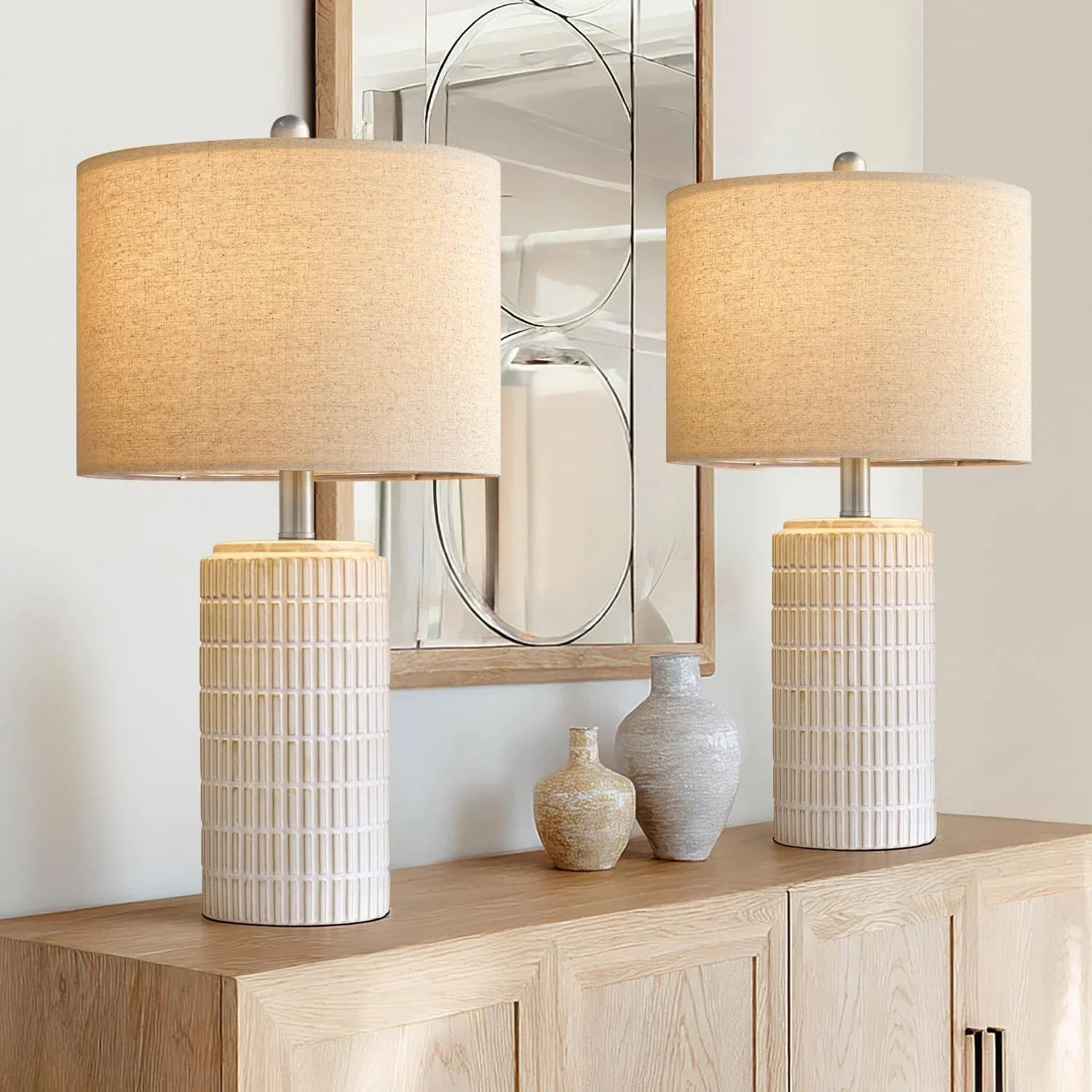 PoKat 20.75" Small Modern Ceramic Table Lamps Set of 2 bifanuoyard - Image 10