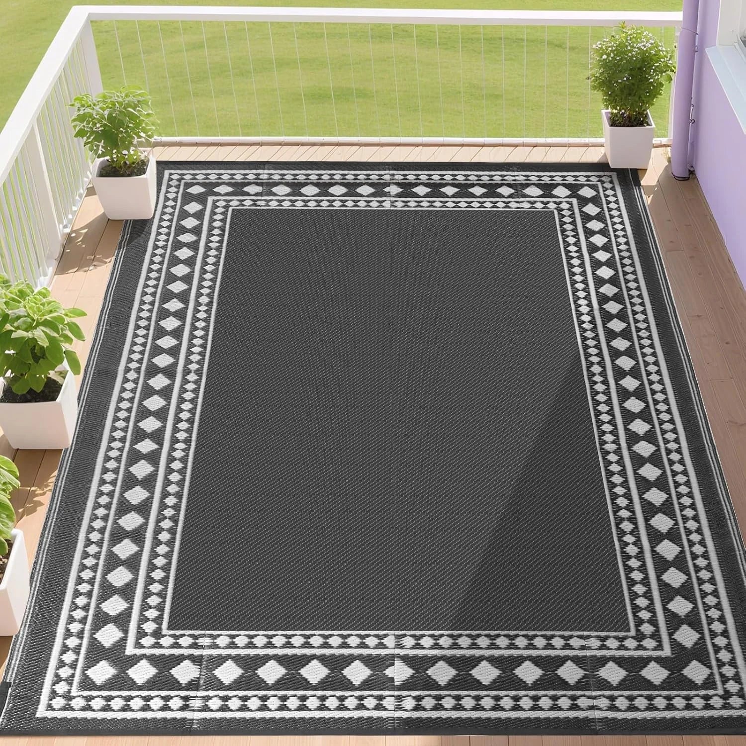 RURALITY Outdoor Rugs 8"x10" Waterproof for Patios Clearance, Plastic Straw Mats for RV bifanuoyard - Image 8