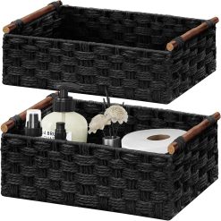 Alternative view of New Arrivals Storage Basket, Set of 2 Hand-Woven Paper Rope Wicker Basket for Organizing with Handle Decorative Storage