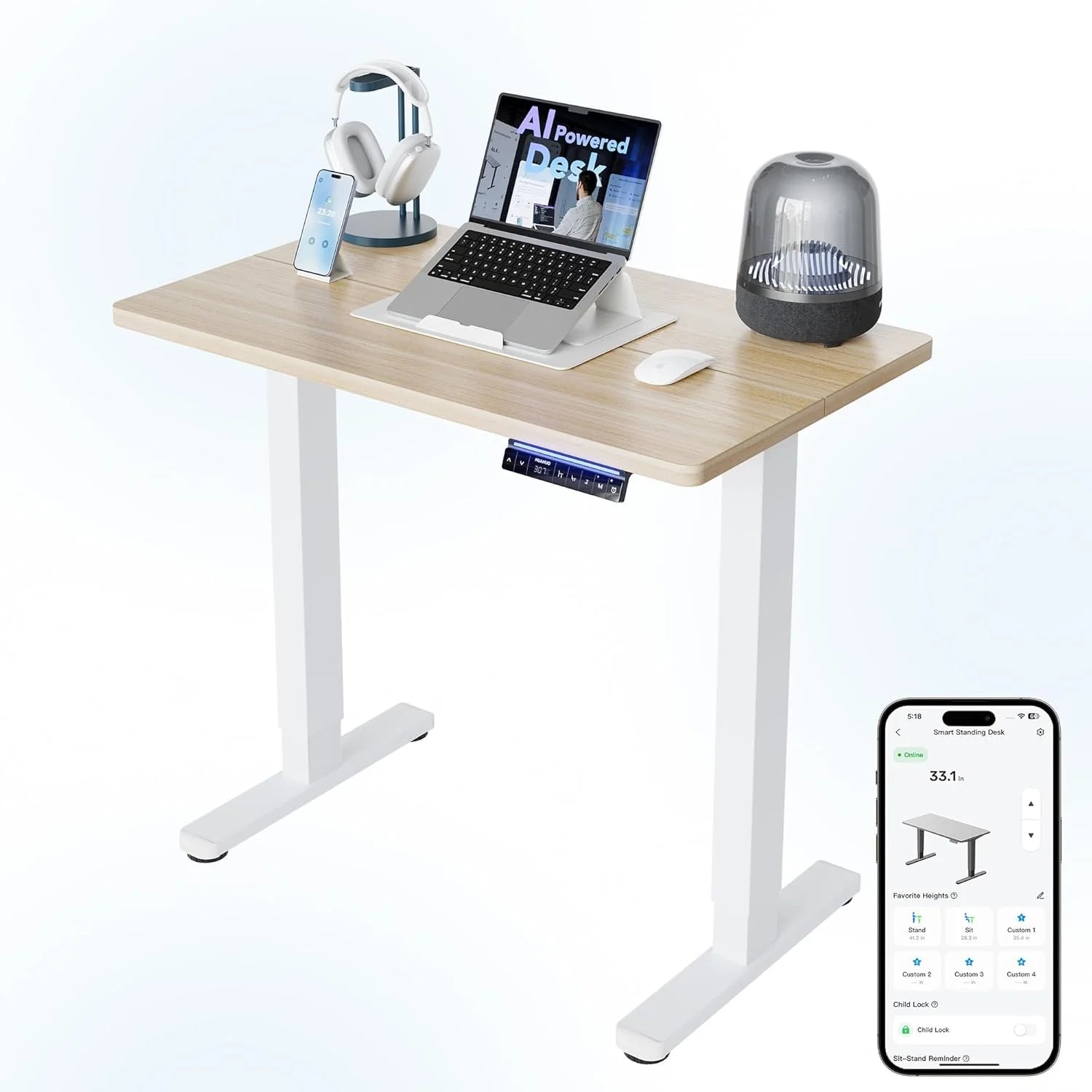 HUANUO 32 Small Electric Standing Desk Adjustable Height, 4 Memory Height Settings bifanuoyard - Image 10