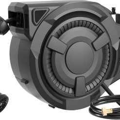 wikiwiki Retractable Garden Hose Reel 1/2 in x 100 ft, Heavy Duty Wall Mounted Hose Reel with 10- Function Sprayer bifanuoyard