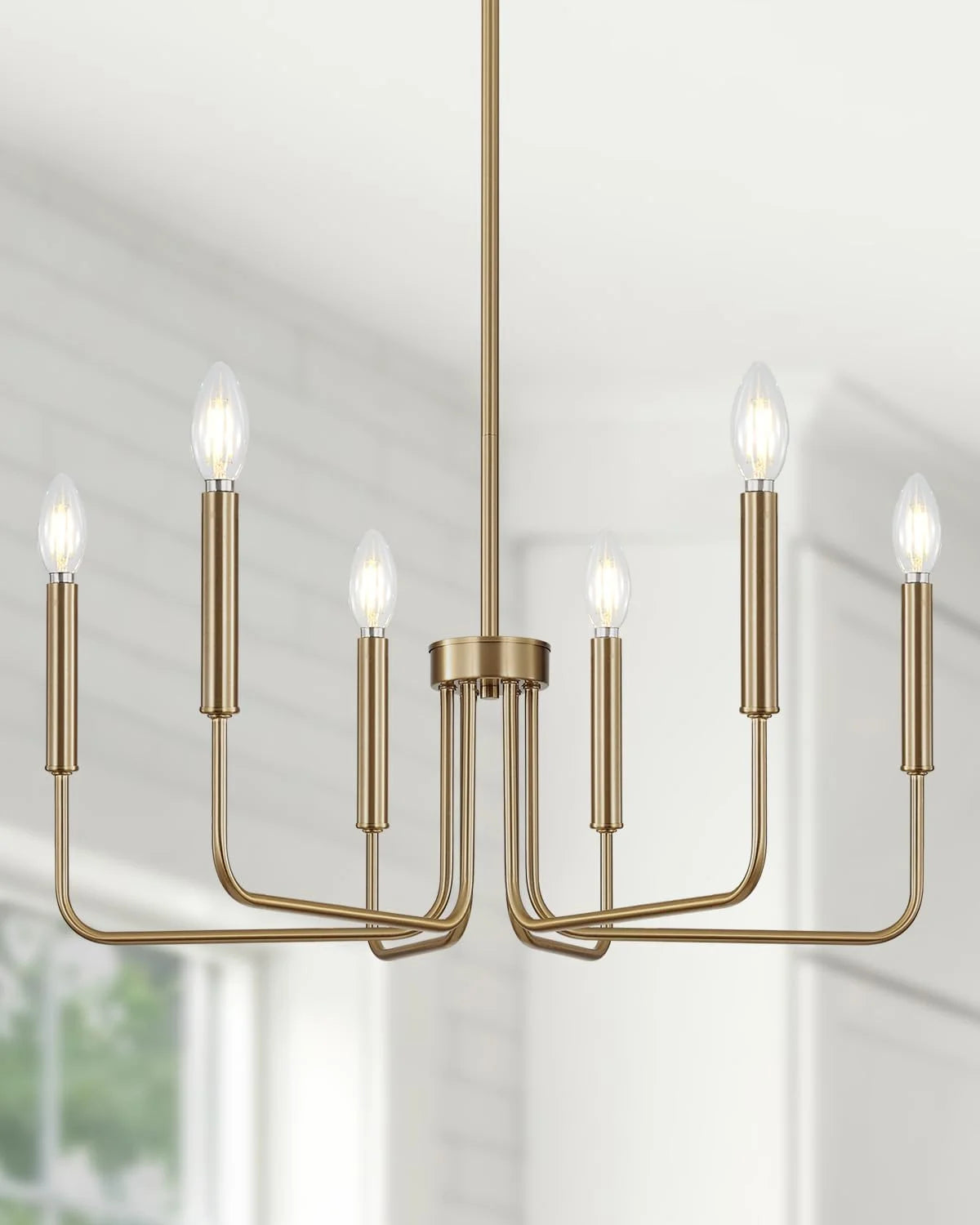 Yunnix 6 Light Champagne Bronze Chandelier, Farmhouse Chandelier for Dining Room Light Fixture Hanging bifanuoyard - Image 9