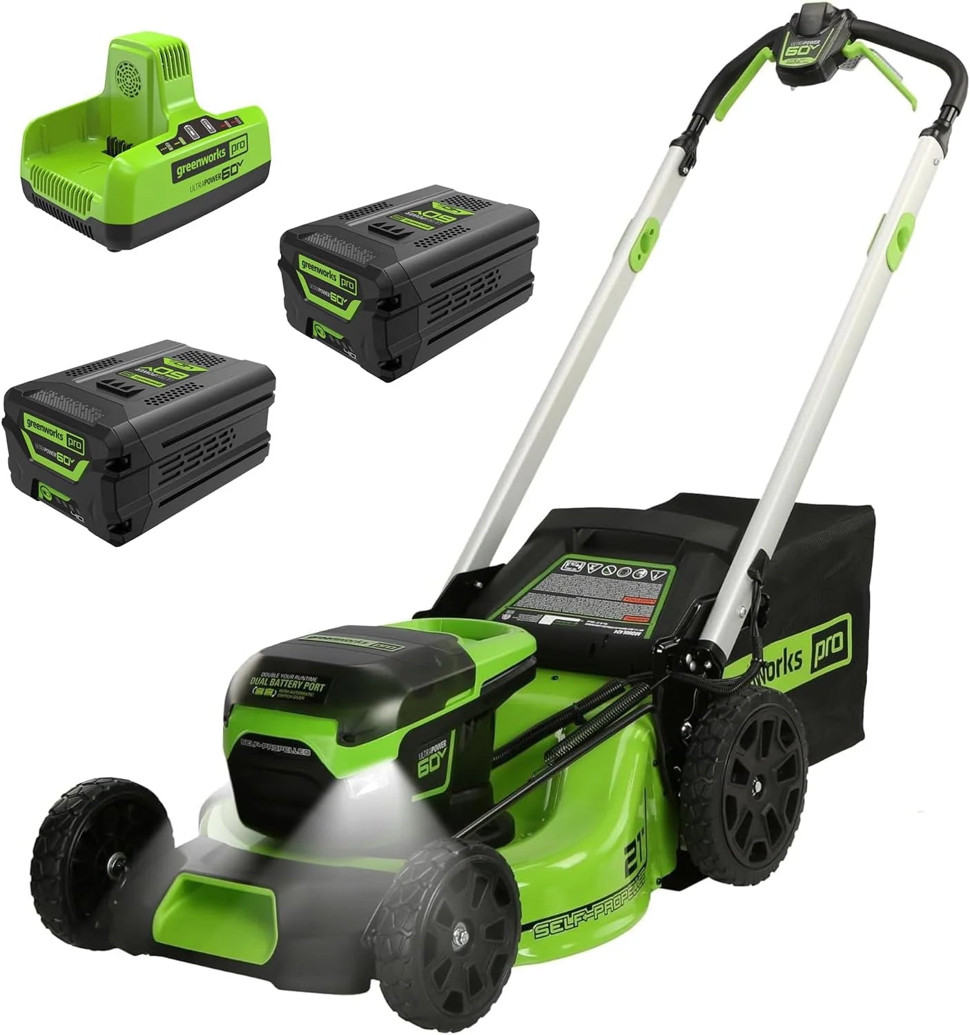 60V 21in Brushless Self-Propelled Cordless Lawn Mower, 2 x 4.0Ah Batteries (3/4 Acre, Rapid Charger, 4-in-1 – For Lawn Care - Image 6