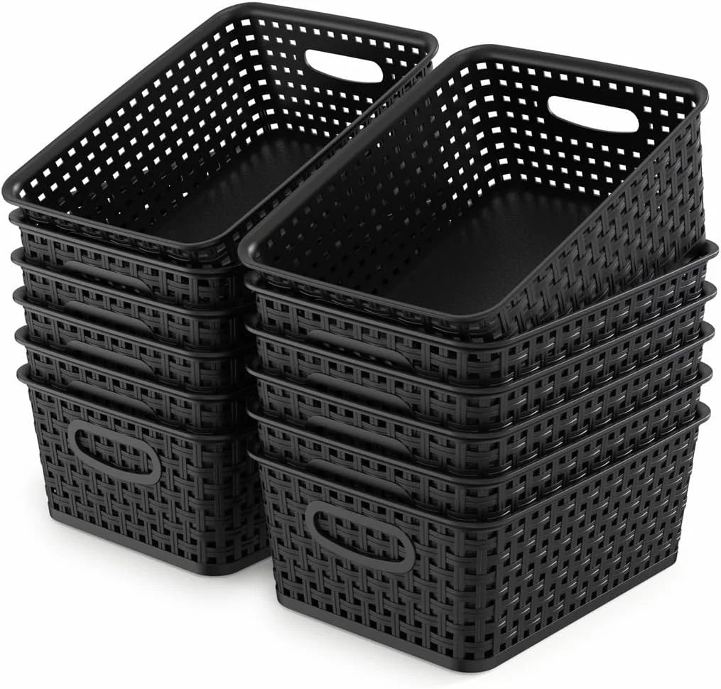 New Arrivals Organizer Baskets, Grey 6-Pack Plastic Woven Baskets, 10.1 x 7.55 x 4.1 - Image 14