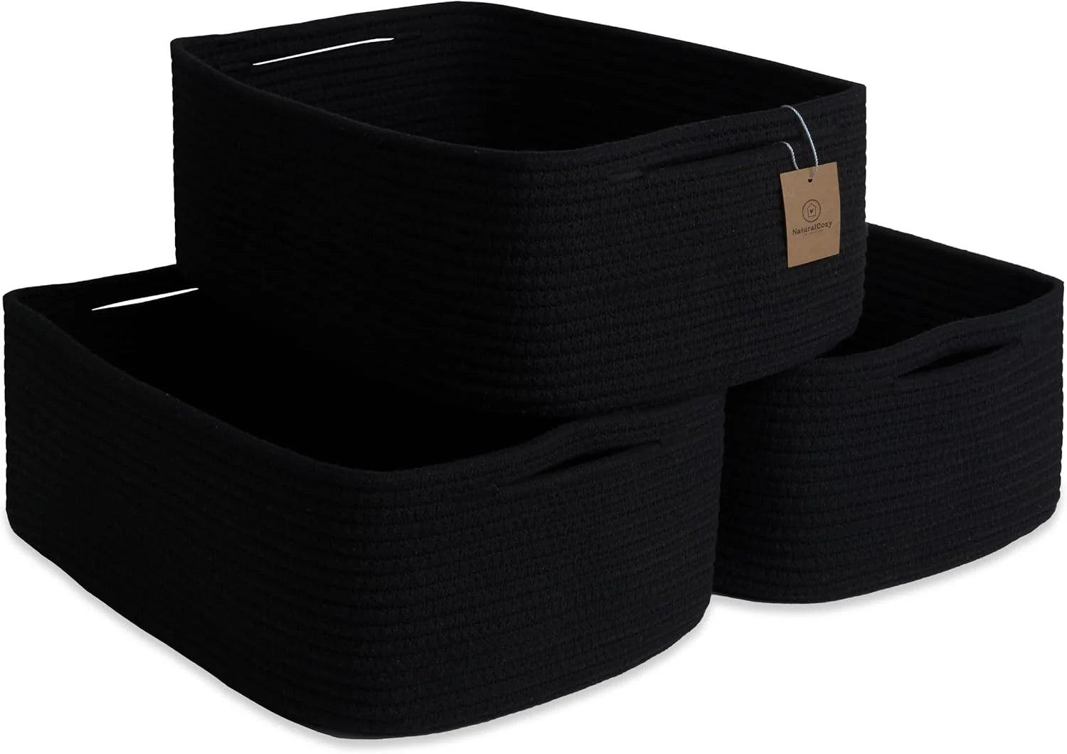 Woven Rope Baskets for Organizing, 3 Pack, 15.5 x 11 x 5.5 Storage Bins, Storage baskets and organizer bins for bifanuoyard - Image 6