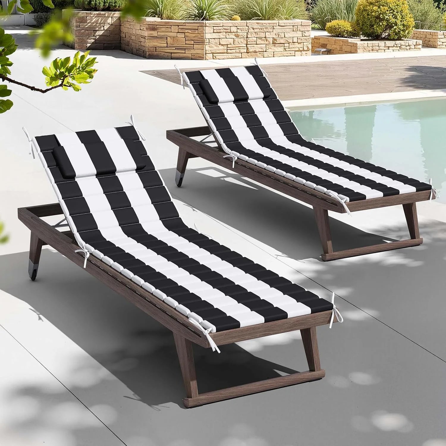 Crestlive Products Chaise Lounge Cushion Outdoor Set of 2, Foldable Water Resistant Pool Lounge Chair Cushions with bifanuoyard - Image 3