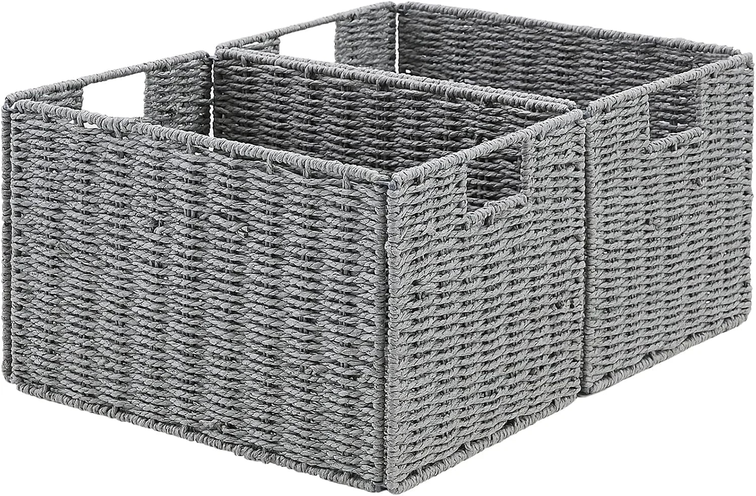 Wicker Storage Basket, Set of 2 Hand-Woven Paper Rope Wicker Basket, Small Storage Baskets for Organizing Toilet bifanuoyard