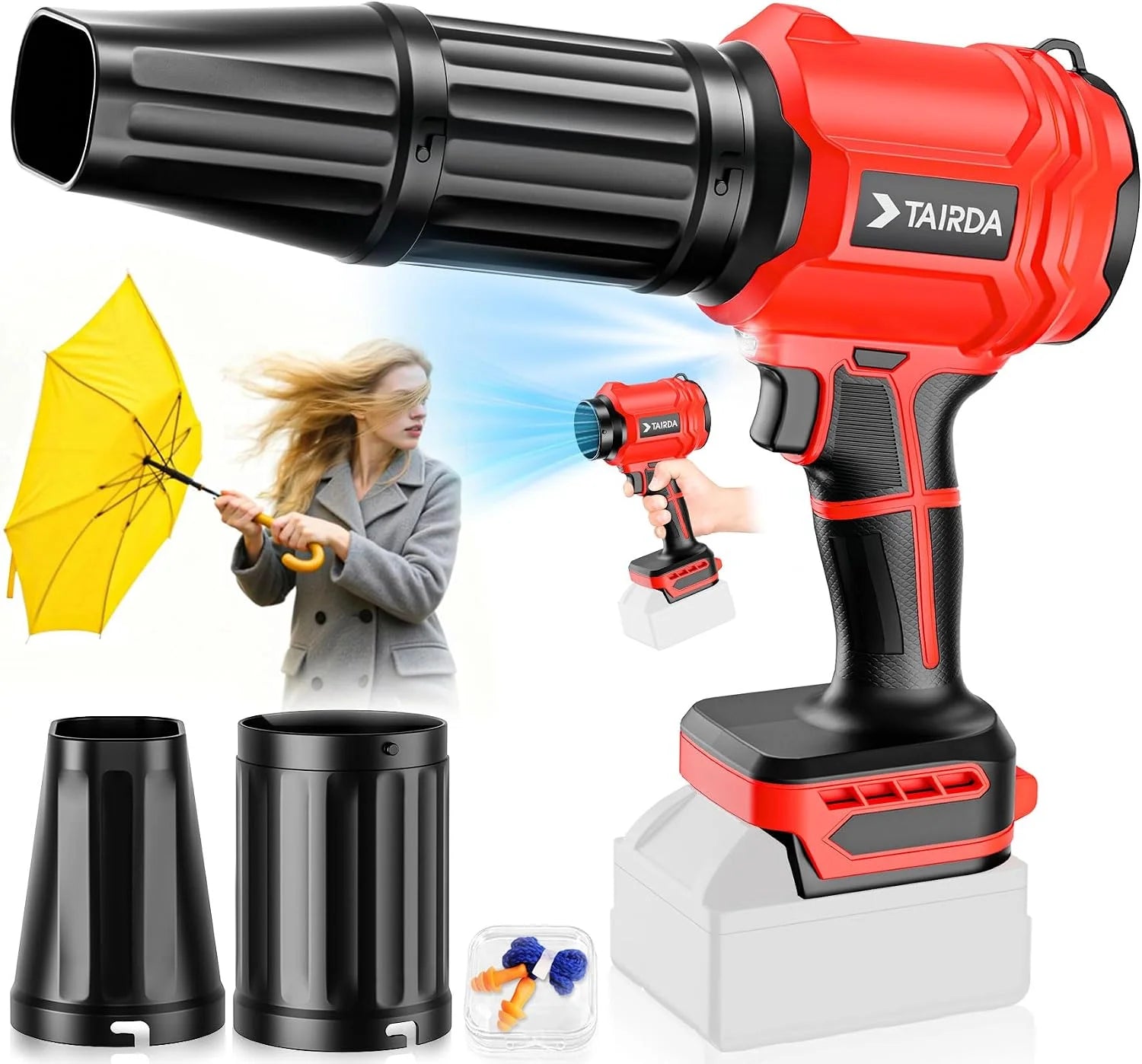TAIRDA Cordless Leaf Blower Compatible for Dewalt 20V Battery(NO Battery), Mini Turbo Jet Blower with 2 Nozzles