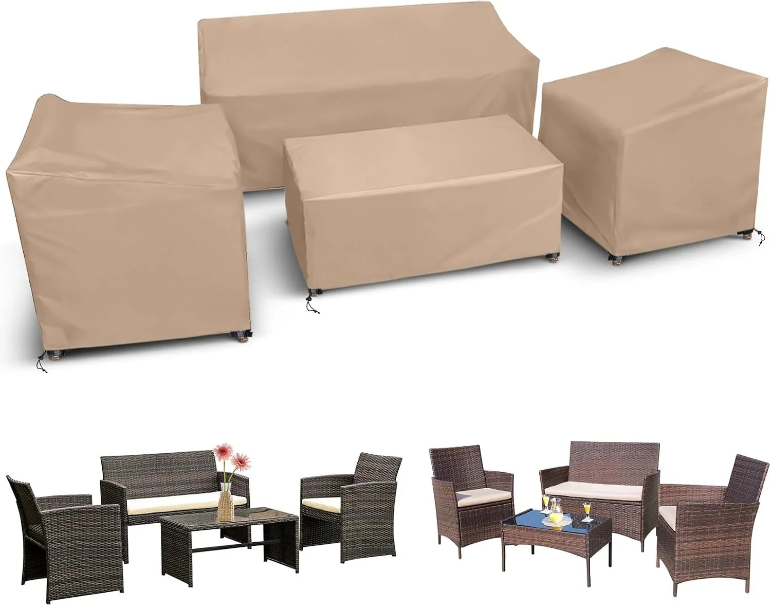 New Arrivals STARTWO Outdoor Furniture Cover Waterproof 4 Piece, Black, Regular, 420D - Image 4
