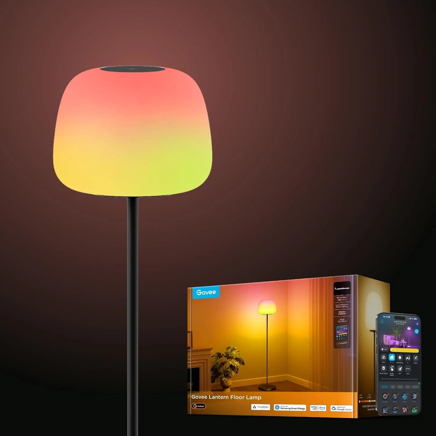 New Arrivals Lantern Floor Lamp, 1400lm, Modern Floor Lamp for Living Room - Image 2