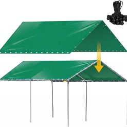 New Arrivals 12 x 20 ft Heavy Duty Canopy Replacement Top, 50 Bungees, Grey