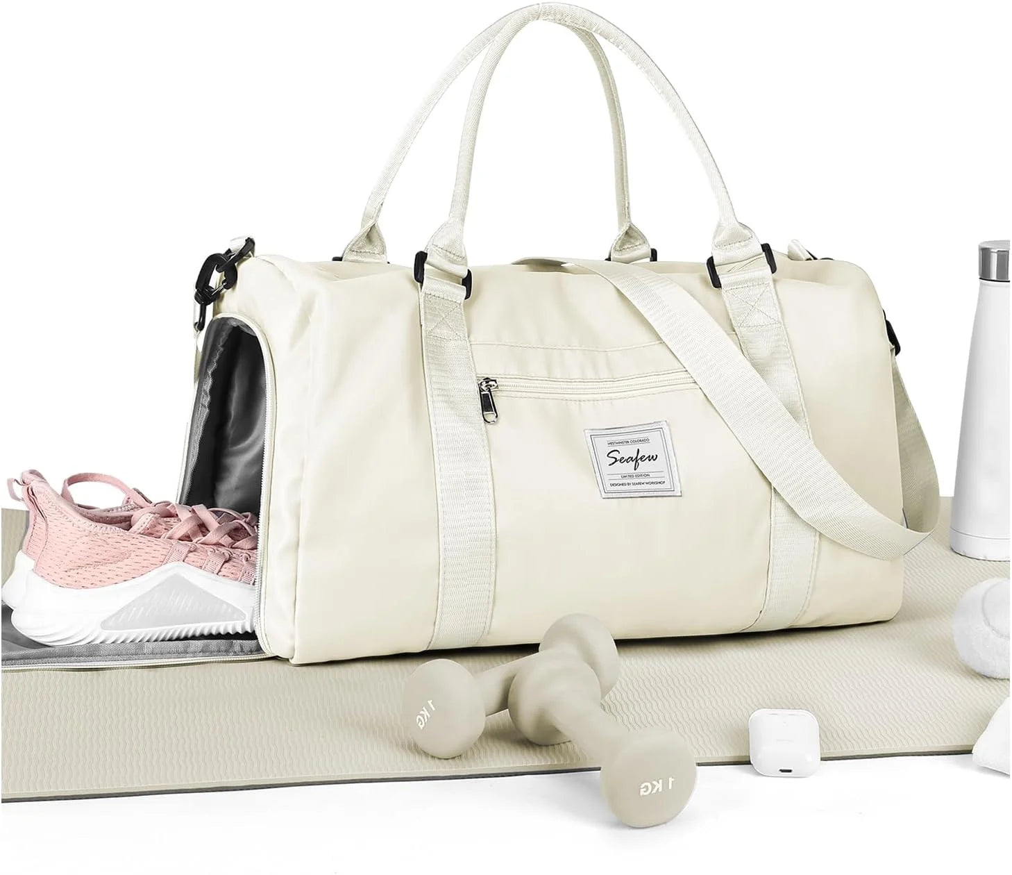 Bag Womens Mens with Shoes Compartment and Wet Pocket Travel Duffel Bag for Women for Plane Sport Gym Tote Bags Swimming Yoga - Image 8