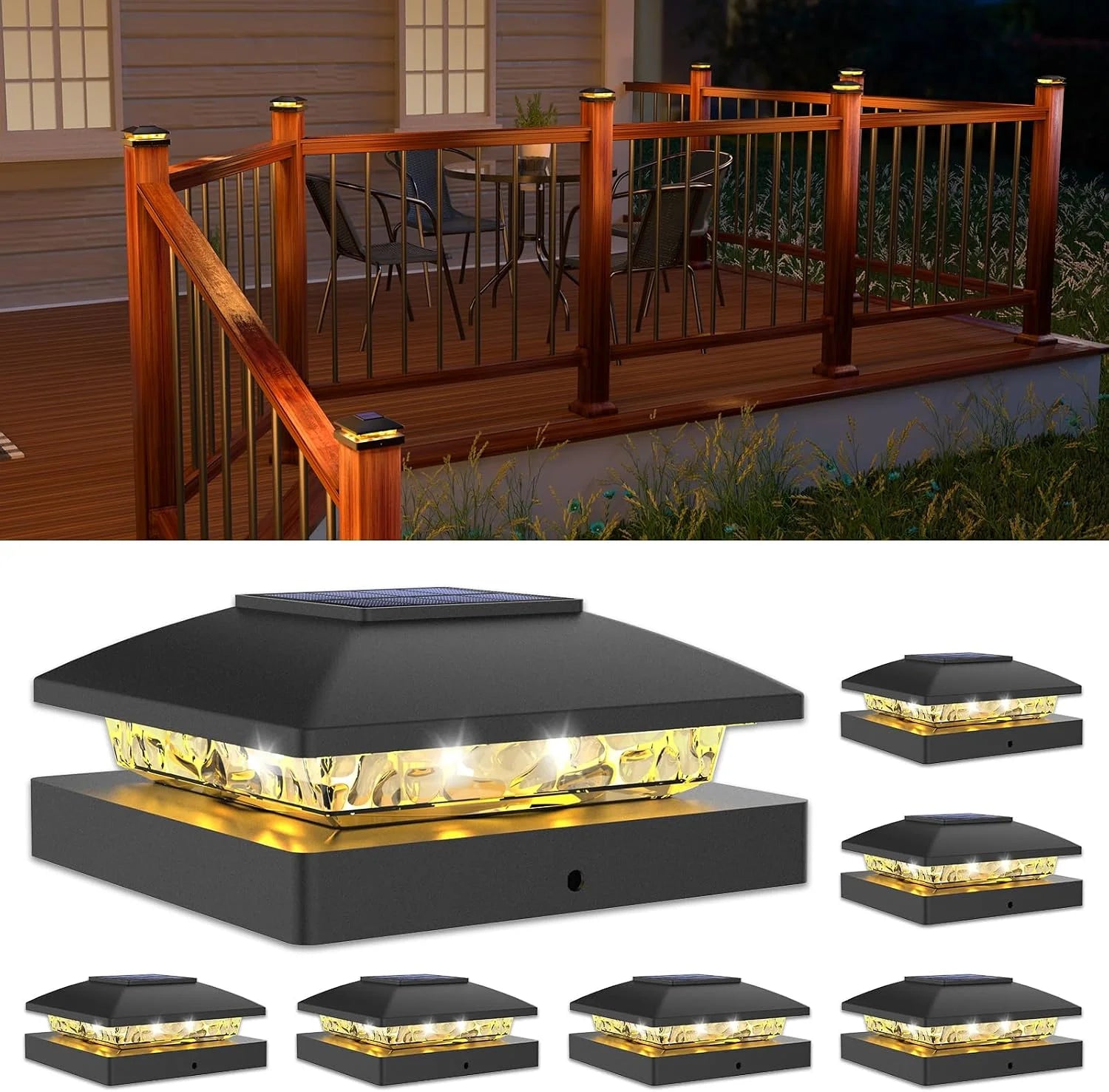 New Arrivals 4×4 Solar Post Cap Lights, 12 Pack Black Waterproof Fence Lights – For Home Projects