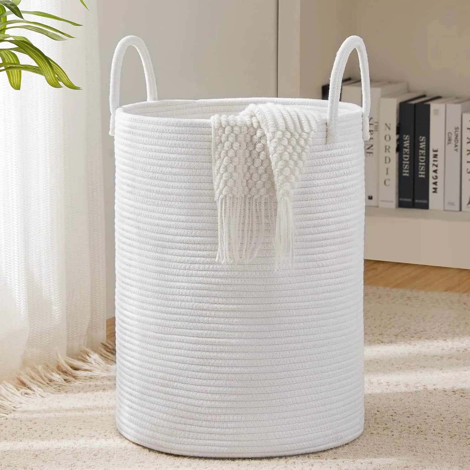 YOUDENOVA Jute Rope Laundry Hamper Basket, 58L Blanket Basket for Nursery, Large Woven Laundry Hamper with Sturdy bifanuoyard - Image 7