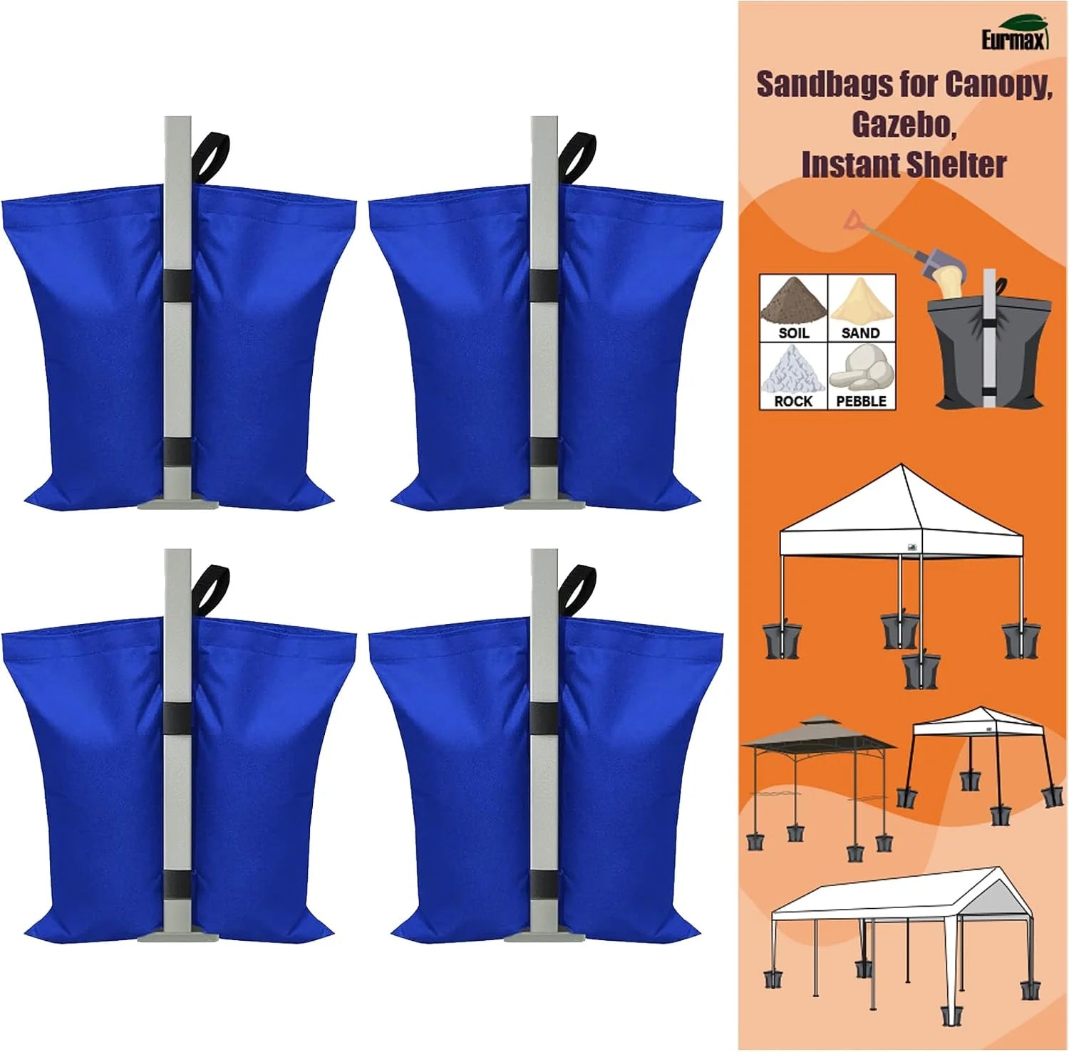 New Arrivals USA 125LBS 4-Pack Universal Canopy Weights, Secure Wind Protection to Prevent Tipping - Image 9