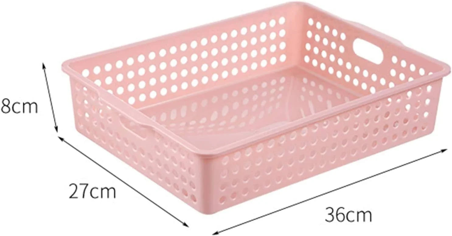 New Arrivals Plastic Storage Baskets, Colorful Paper Organizer Baskets Plastic Shelf Bins with Handles, Classroom Office - Image 3
