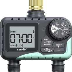 Alternative view of New Arrivals 2 Zone Sprinkler Timer with Brass Inlet and Outlet, Water Timer for Garden Hose with Rain Delay/Manual