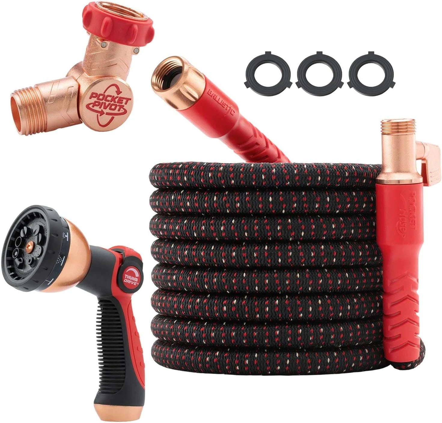 Pocket Hose Ballistic 50 FT Expandable Garden Hose, No-Kink, 360° swiveling pocket pivot connector bifanuoyard - Image 3