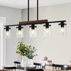 New Arrivals Kitchen Lighting, Black Modern Rustic Wood Ceiling Pendant Light Fixtures