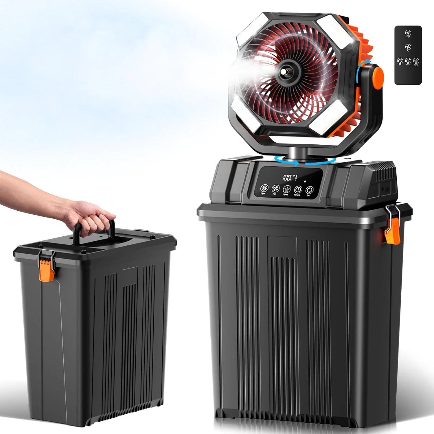 Etholzon 40000mAh Misting Fans for Outside, 15L Large Tank Portable Misting Fan, Wide 270° Coverage for Camping Patio bifanuoyard