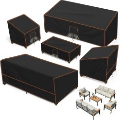 New Arrivals Furniture Set Covers for Outdoor Waterproof 5 Piece, XX-Large, Black