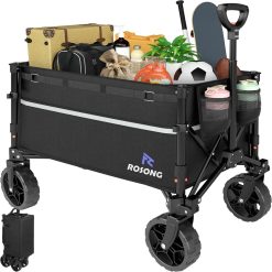 Alternative view of Collapsible Wagon Cart with Wheels Foldable – Folding Utility Heavy Duty Wagons Carts for Grocery Sports Garden Shopping Camping