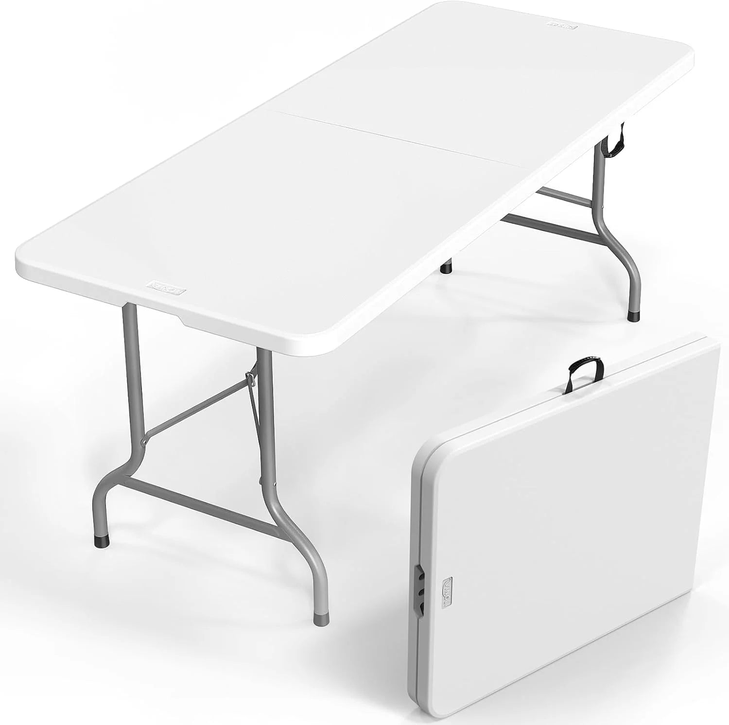 New Arrivals VINGLI 4 FT Plastic Folding Camping Table,3-Level Adjustable Height, Portable in/Outdoor Party Picnic Dining Desk - Image 4