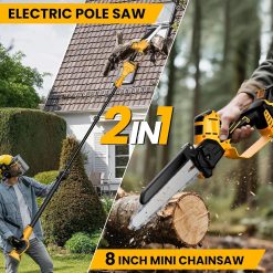 Alternative view of New Arrivals Cordless 8 Inch Pole Saw & Mini Chainsaw For DE Walt 20V MAX Battery
