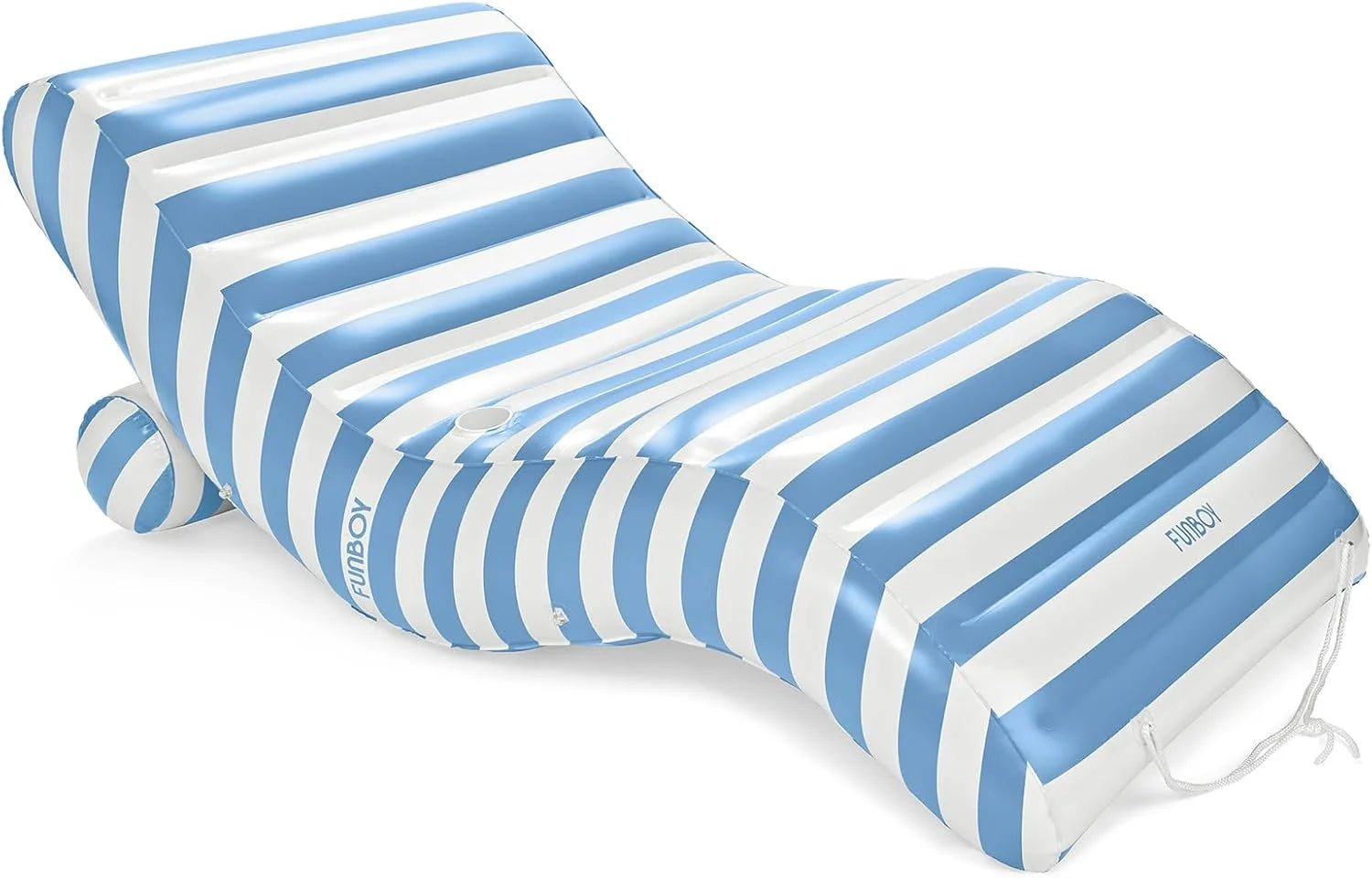 New Arrivals Giant Yellow & White Cabana Inflatable Chaise Lounger Pool Float, Chair Pool Float, Nearly 6 Feet Long