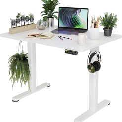Alternative view of New Arrivals Electric Standing Desk, Adjustable Height Stand up Desk, 24x48 Inches Sit Stand Home Office Desk with Splice