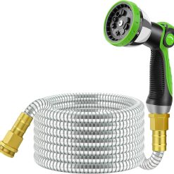 Alternative view of New Arrivals Non-Expandable Garden Hose 100 FT, Lightweight Hose with 10 Function Spray Nozzle, 360° Swivel Connectors