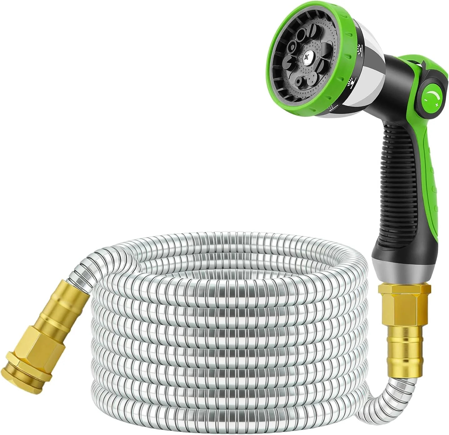 New Arrivals Non-Expandable Garden Hose 100 FT, Lightweight Hose with 10 Function Spray Nozzle, 360° Swivel Connectors - Image 2