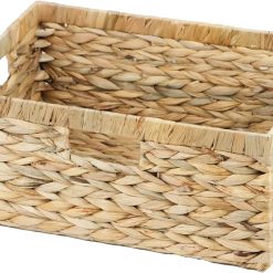 New Arrivals Wicker Basket, Water Hyacinth Wicker Storage Organizing Basket, Rectangular Basket for Shelves, Rattan