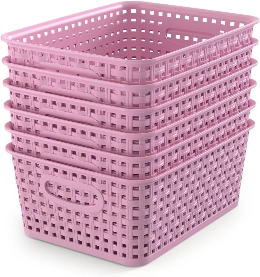 New Arrivals Organizer Baskets, Grey 6-Pack Plastic Woven Baskets, 10.1 x 7.55 x 4.1 - Image 9