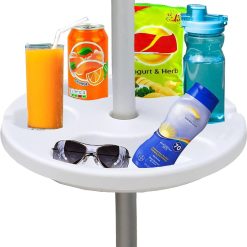 New Arrivals AMMSUN 13 Portable Beach Umbrella Table Tray White