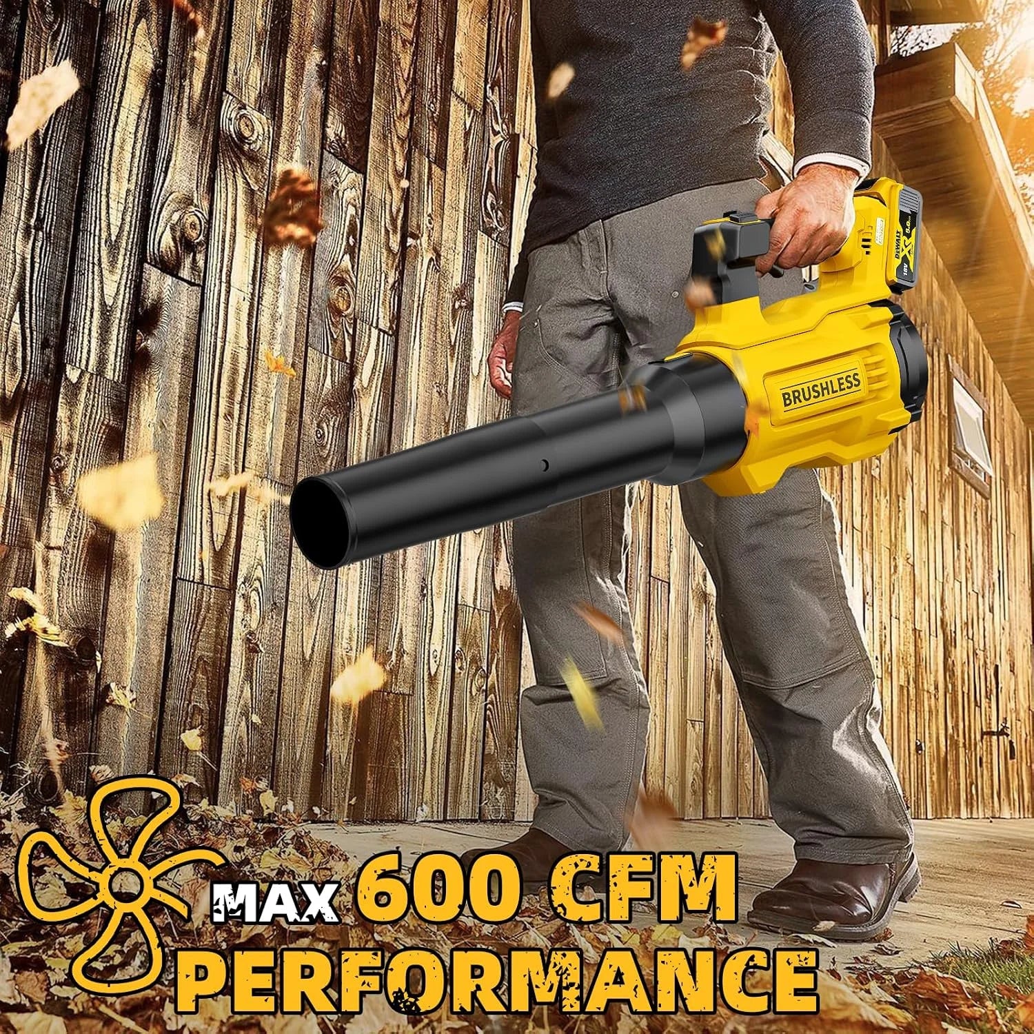 20V Cordless Leaf Blower, Max 600 CFM/125 MPH Turbo Boost Mode Compatible with DeWALT 20V Max Battery, Brushless Motor - Image 3